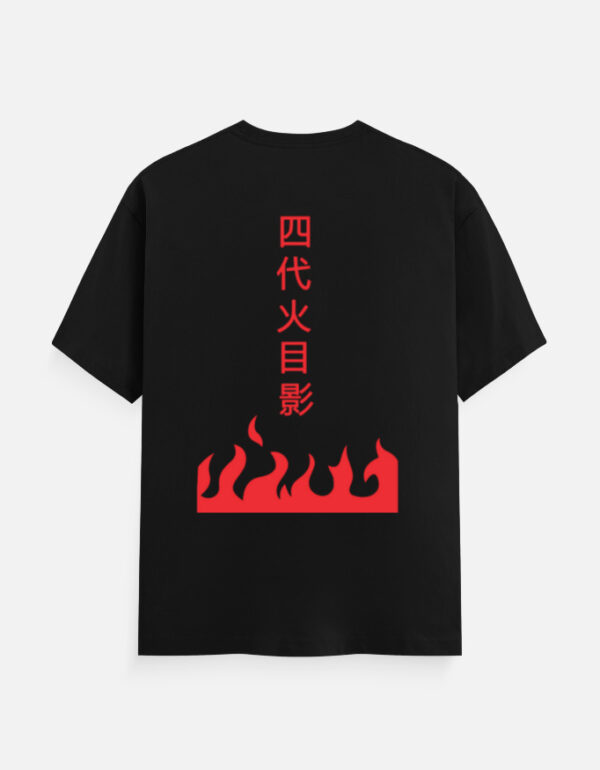 Fourth Hokage T-Shirt – Naruto red Kanji flame design on navy blue cotton