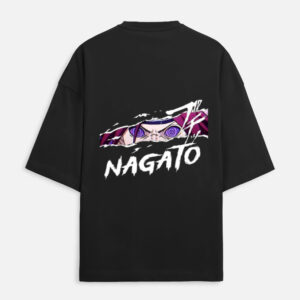 Unisex Terry Oversized Tee with Nagato Eyes Anime Print – Burgundy