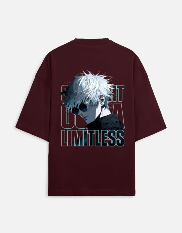 Unisex Terry Oversized Tee with Anime Graphic – Straight Outta Limitless Design on Dark Navy