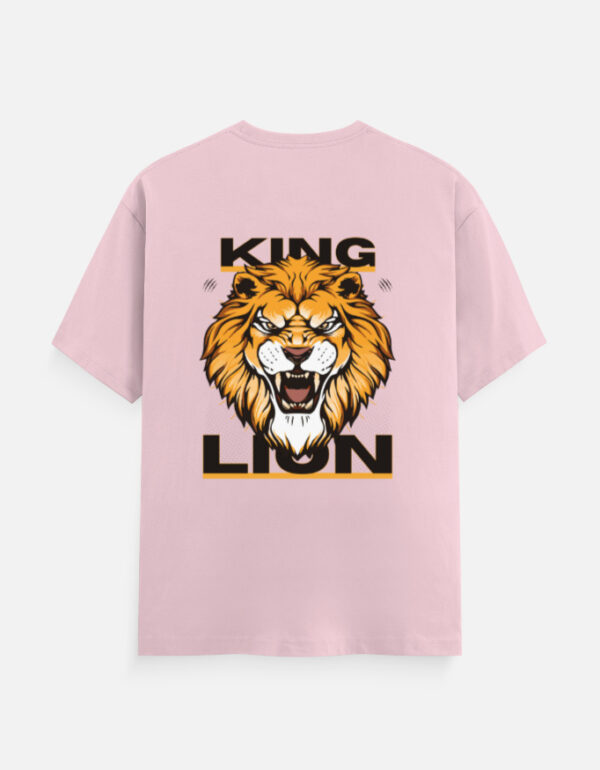 King Lion Unisex Classic Crew T-Shirt on wooden hanger with bold lion graphic