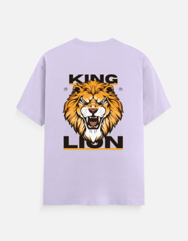 King Lion Unisex Classic Crew T-Shirt on wooden hanger with bold lion graphic