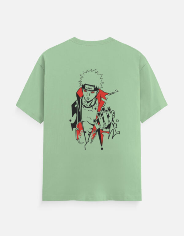 Pain Minimalist Anime Graphic T-Shirt – Sage Green - Image 2