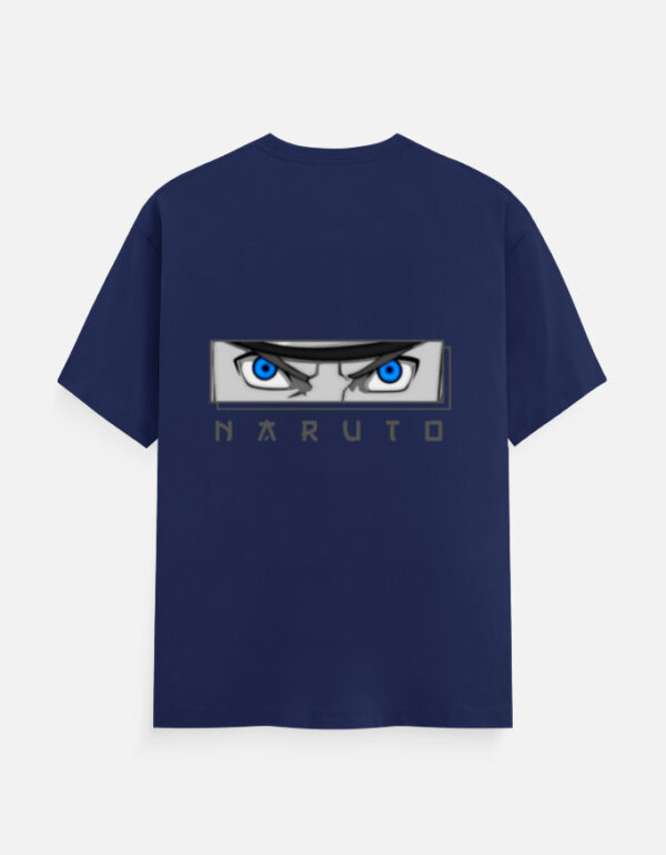 Naruto Eyes Pink Anime T-Shirt with bold blue eyes on pink cotton background