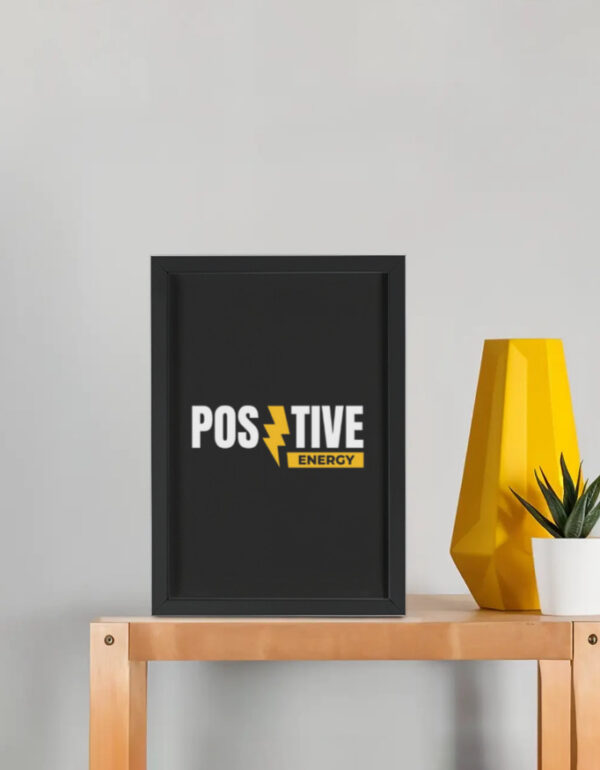Positive Energy Poster – Black Framed Motivational Wall Art on Textured Wall