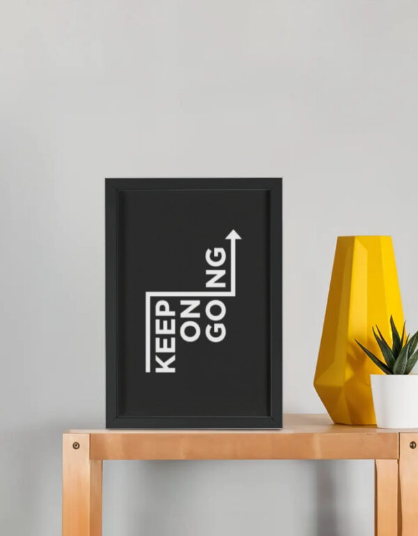 Keep On Going Poster - Motivational Wall Art in Black Frame