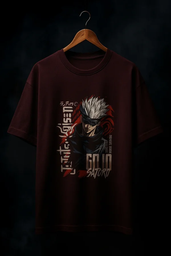 Gojo Satoru T-Shirt front view – classic crew neck anime tee for men