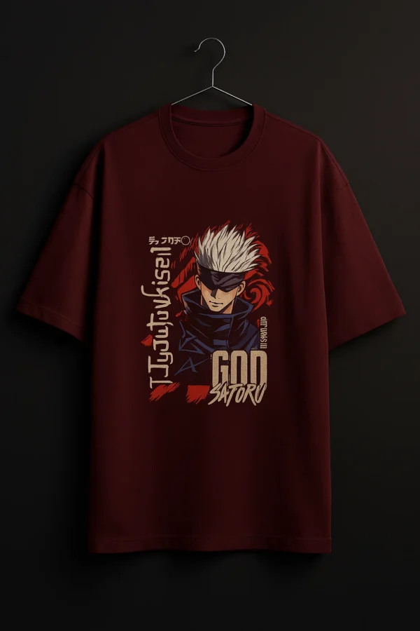 Gojo Satoru T-Shirt front view – classic crew neck anime tee for men